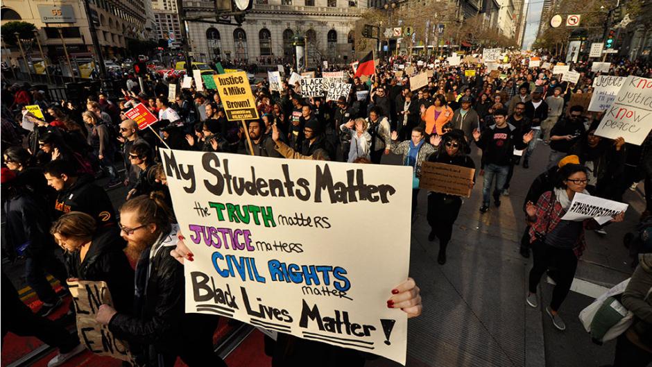 Een Black Lives Matter demonstratie in San Fransisco